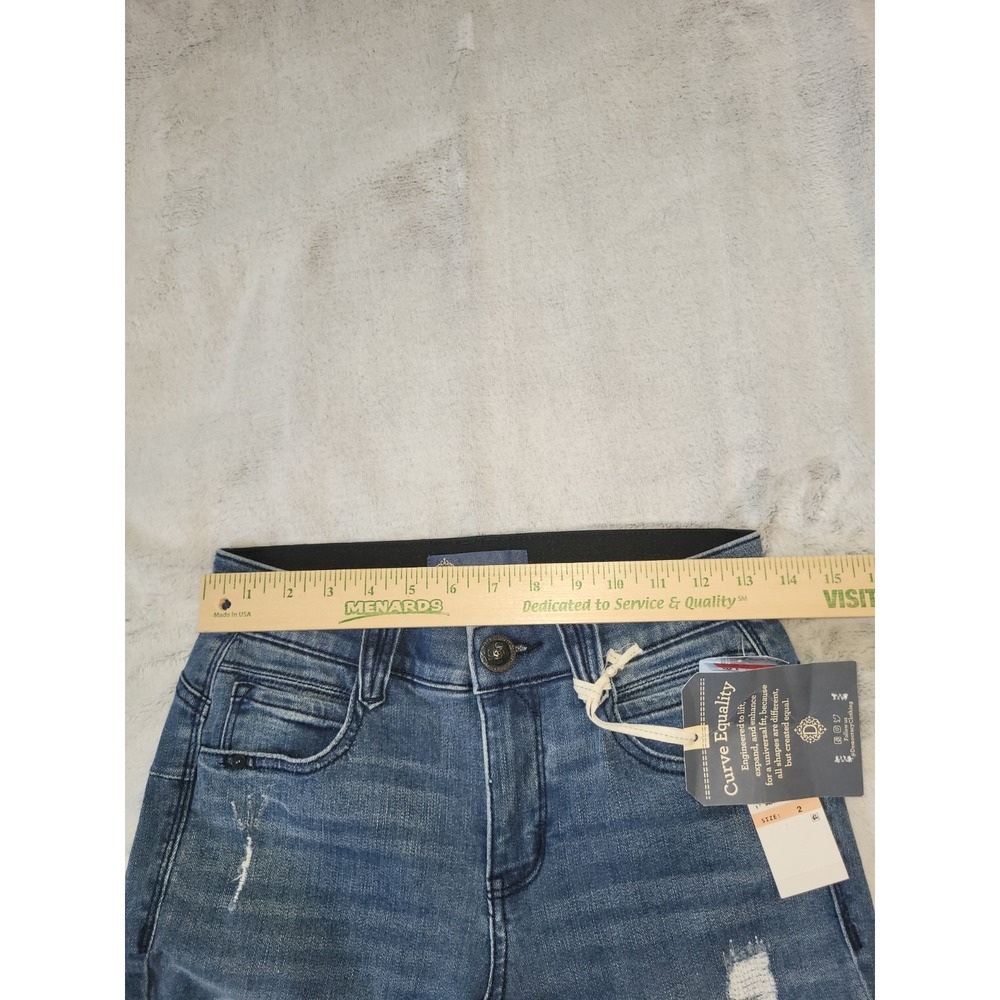 Democracy Womens Size 2  Blue Ab Solution Straight Leg Distressed Denim Jeans - Picture 3 of 12